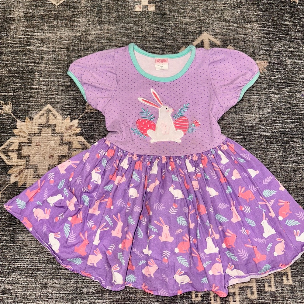 Purple Bunny Print Kids tunic 4T